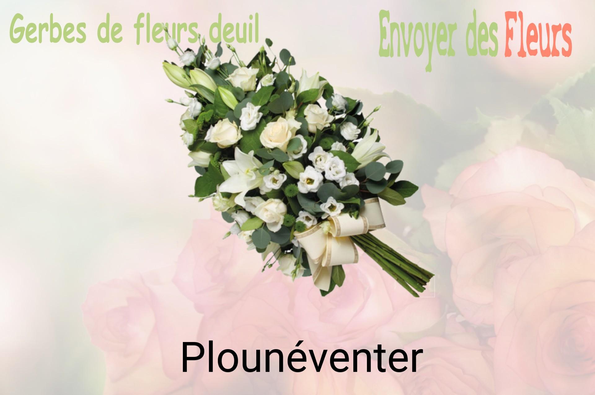 Gerbe de fleurs de deuil livrée à Plounéventer